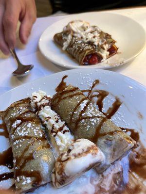 CREPES - 2 PCS. Palačinky: Czech crepes- Served w/Berries, Whipped Cream, Vanilla Ice Cream & Chocolate