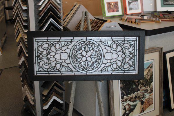 One of our customers had this great leaded glass piece and needed it framed. Here it is. Quite nice is what we think!