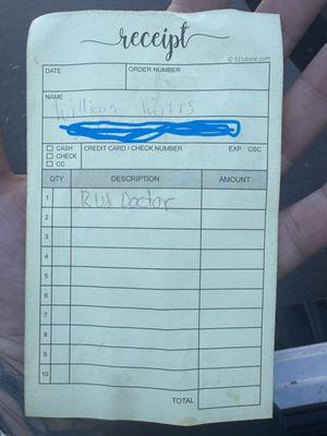 Zero business info, no receipt number