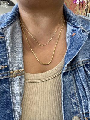 22" white and yellow gold necklace & 24" yellow gold chain