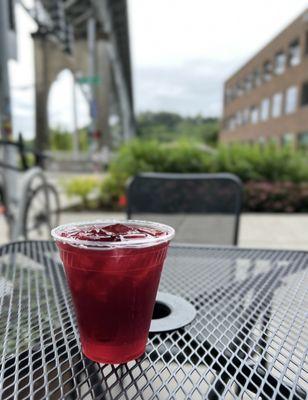 enjoyed this view outside with my plum ginger ice Iced Tea