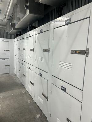 Individual wine lockers in multiple sizes.