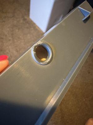 Close-up of the busted piece they sold to us. Disgusting.