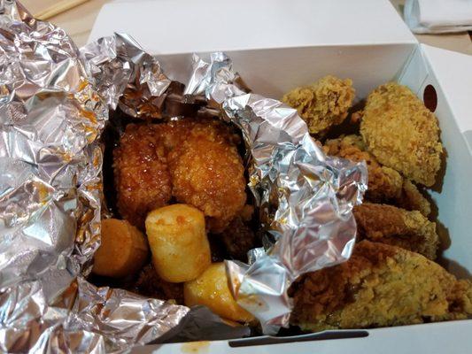 There were free fried rice cake in the sweet and spicy chicken wings!