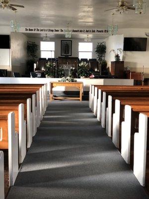 Inside the Sanctuary at New Bethel 101 Market Avenue Richmond CA 94801. Photo taken by Bishop Tom Watson and Brother Otha Lee