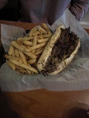Philly Cheesesteak and fries.