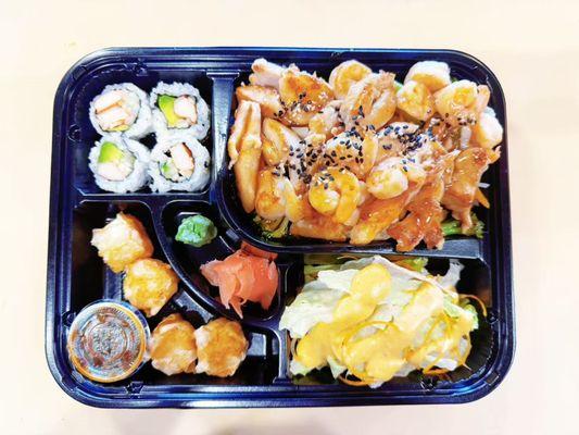 Our Signature Chicken & Shrimp Bento Box -- A Must-Try Favorite!