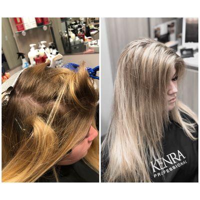 Before and after updating regrow this of highlights and toning