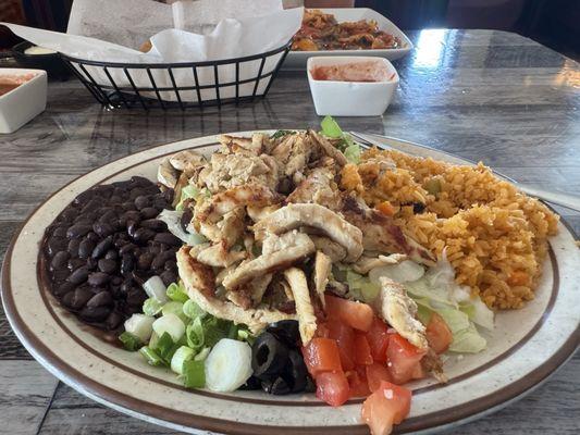 Fresh, delicious chicken burrito bowl. Great family restaurant appreciate their speedy service and tasty fresh food !
