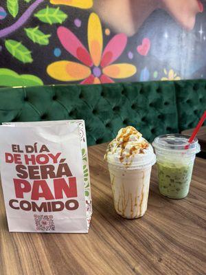 Iced Matcha Latte and a Dulce de Leche Frapp