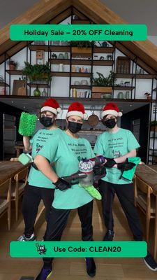 Holiday Sale: 20 percent off any cleaning. Book with code CLEAN20 at thnxcleaning.com