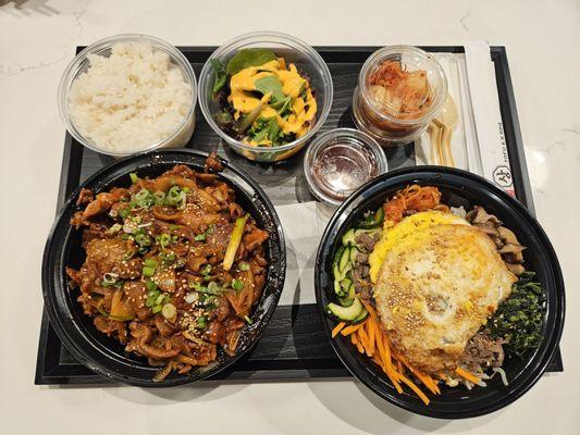 Bibimbap and spicy pork!!! So good!!! Hot and good portion sizes