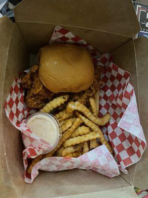 Chicken sandwich with regular fries