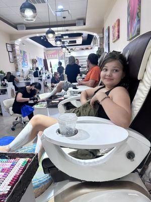 My husband and daughter getting pedicures with me!