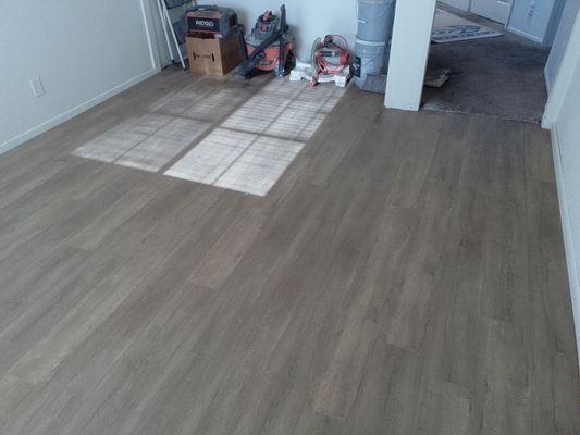 New laminate flooring done in bedroom remodel