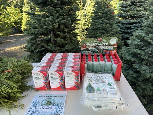 Tree preservative, tree removal bags and Xmas lights