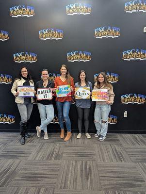 Group photo after escaping the room