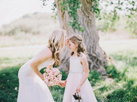Bride and flower girl