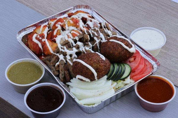 Chicken lamb and falafel