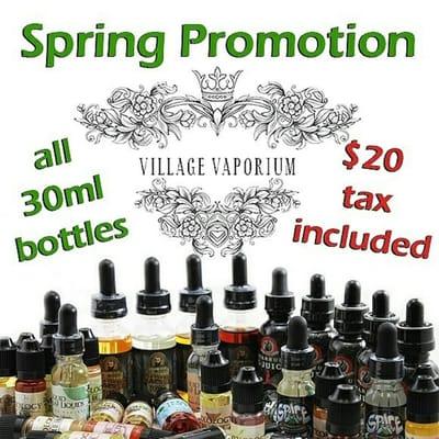 ALL 30ML BOTTLES ARE ONLY $20 FLAT RATE NOW ONLY AT VILLAGE VAPORIUM