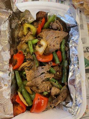 Beef with mint leaves