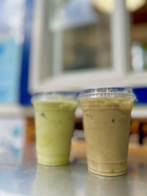 Lavender Matcha Strawberry Matcha w oat milk