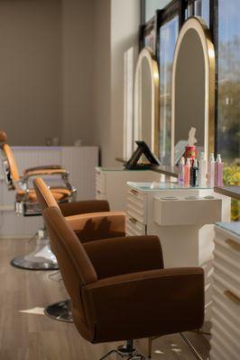 Salon chairs and work area