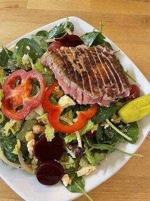 Greek salad with Ahi Tuna