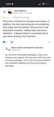 Reprimanded me as well for not using the Groupon soon enough.