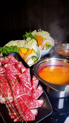 Veggies and meat comes with each combo :)