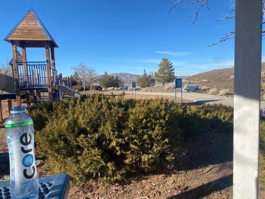 The park next to the parking. Lot