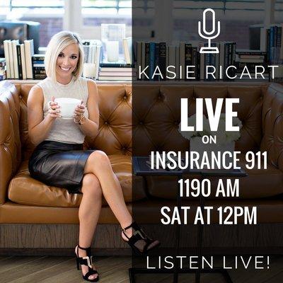 Our agent, Kasie Ricart with Ricart Insurance Agency, is going LIVE on 1190AM this Saturday at 12pm with Insurance 911 at iHeart Media Dalla