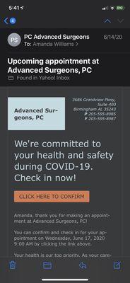 I'm also adding my appointment confirmation photo to prove I was indeed a patient.