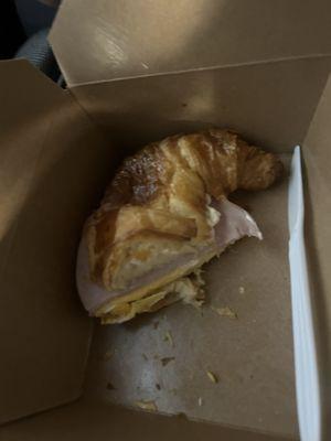 Ham, egg and cheese croissant.