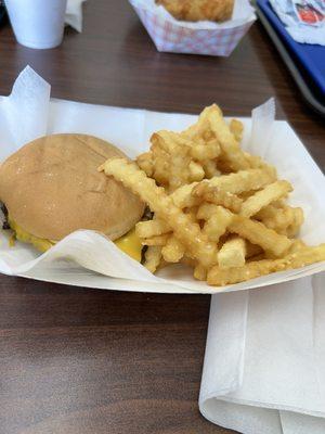 Cheeseburger and small French Fries