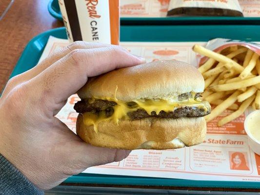 Friday special: double cheeseburger combo, A++ (I went plain teeheehee)