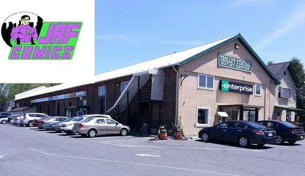 Outside of the Trolley Station. We're located on the first floor!