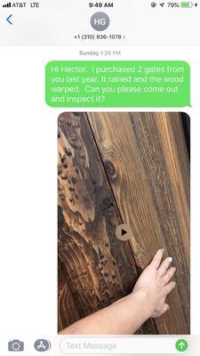 Videos sent to company.