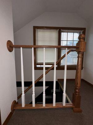 After installing railing, staining and painting