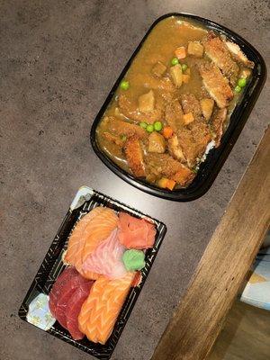 Sashimi Dinner + Curry Chicken