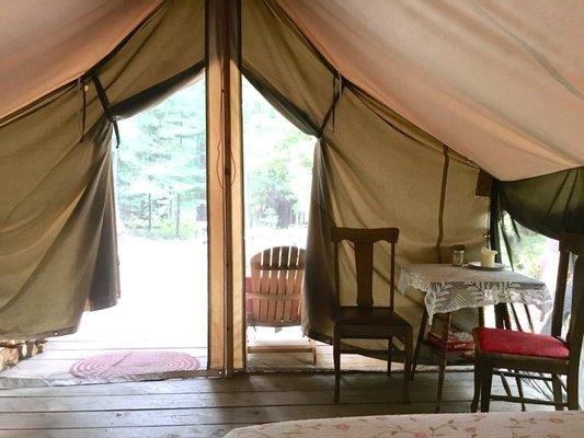 The tent even had a table and chairs inside!