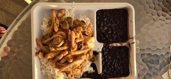 Chicken stroganoff was super tasty. As are those extra black beans