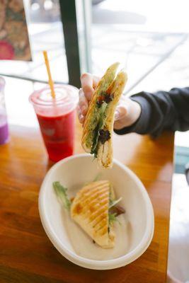 Enjoying a Panini with a Groovy Guava Smoothy