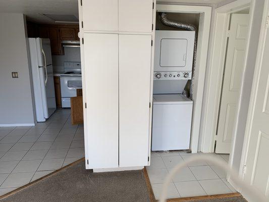 Before: Ugly built in cabinet and unnecessary door