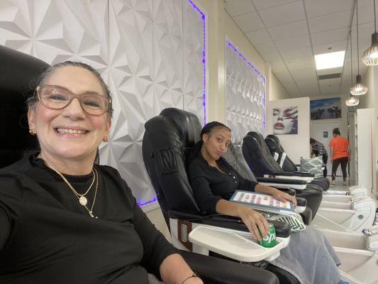 Enjoying our pedicure