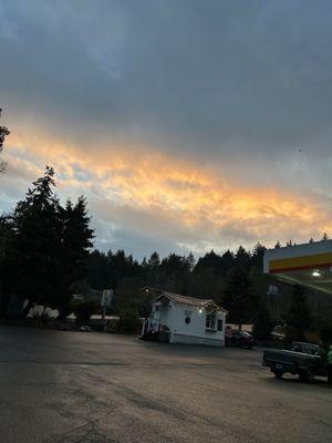Outside in the parking lot