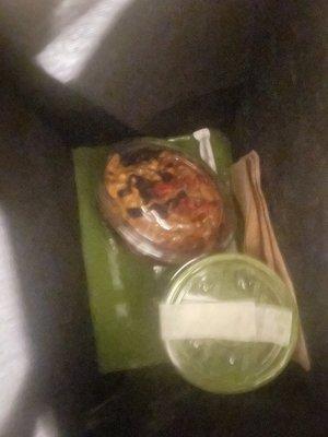 Smoothie was completely spilled at the bottom of the bag upon delivery. Don't order from here