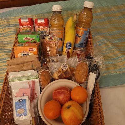 Nice full breakfast Basket. And snacks before bed