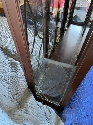 They broke our china cabinet.