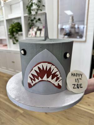 Our custom shark cake!